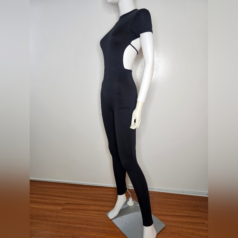 Sexy Women's Black Cut-Out Short Sleeve Jumpsuit Size XS
